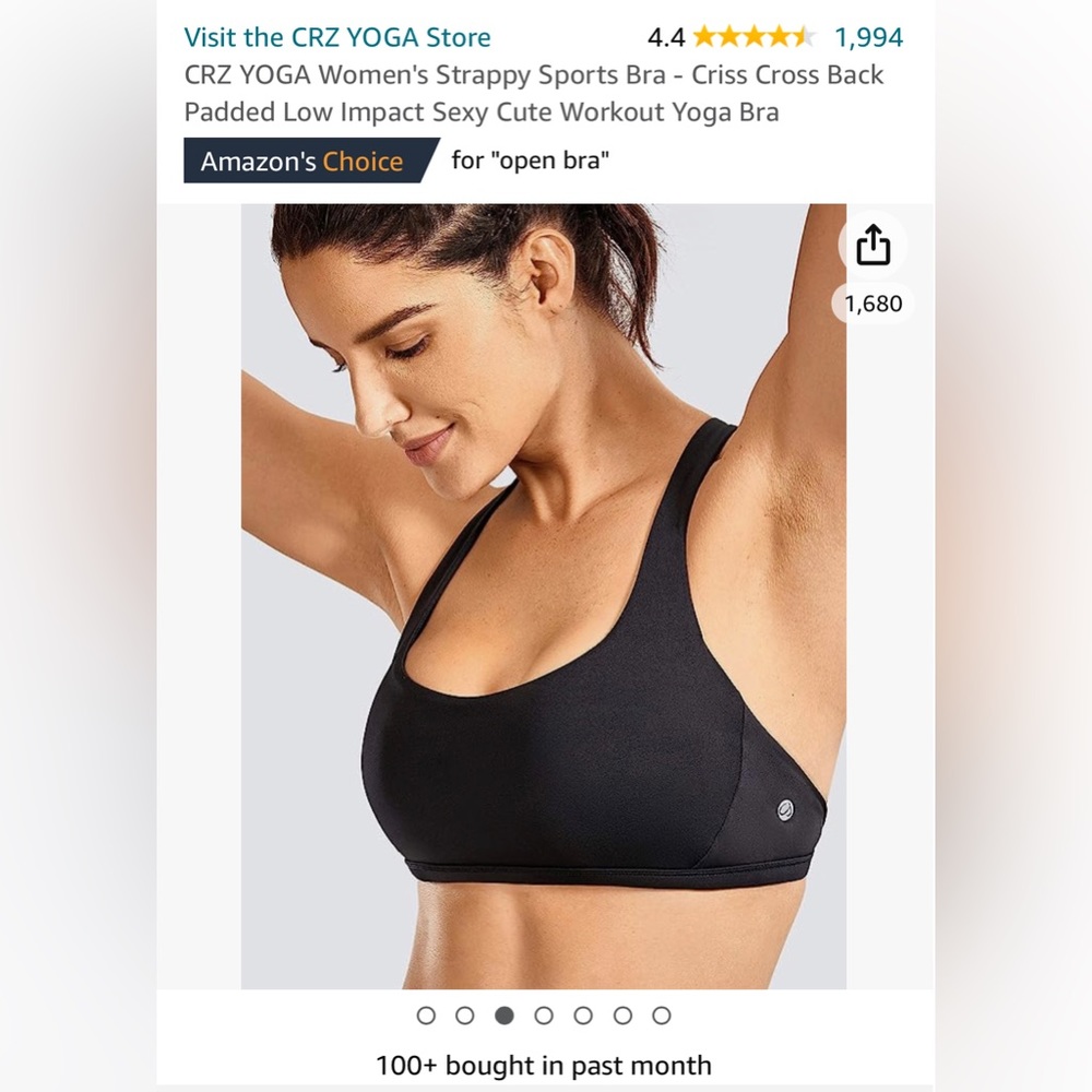 CRZ YOGA Strappy Sports Bra-Criss Cross Back Padded Low Impact Cute Workout Bra
